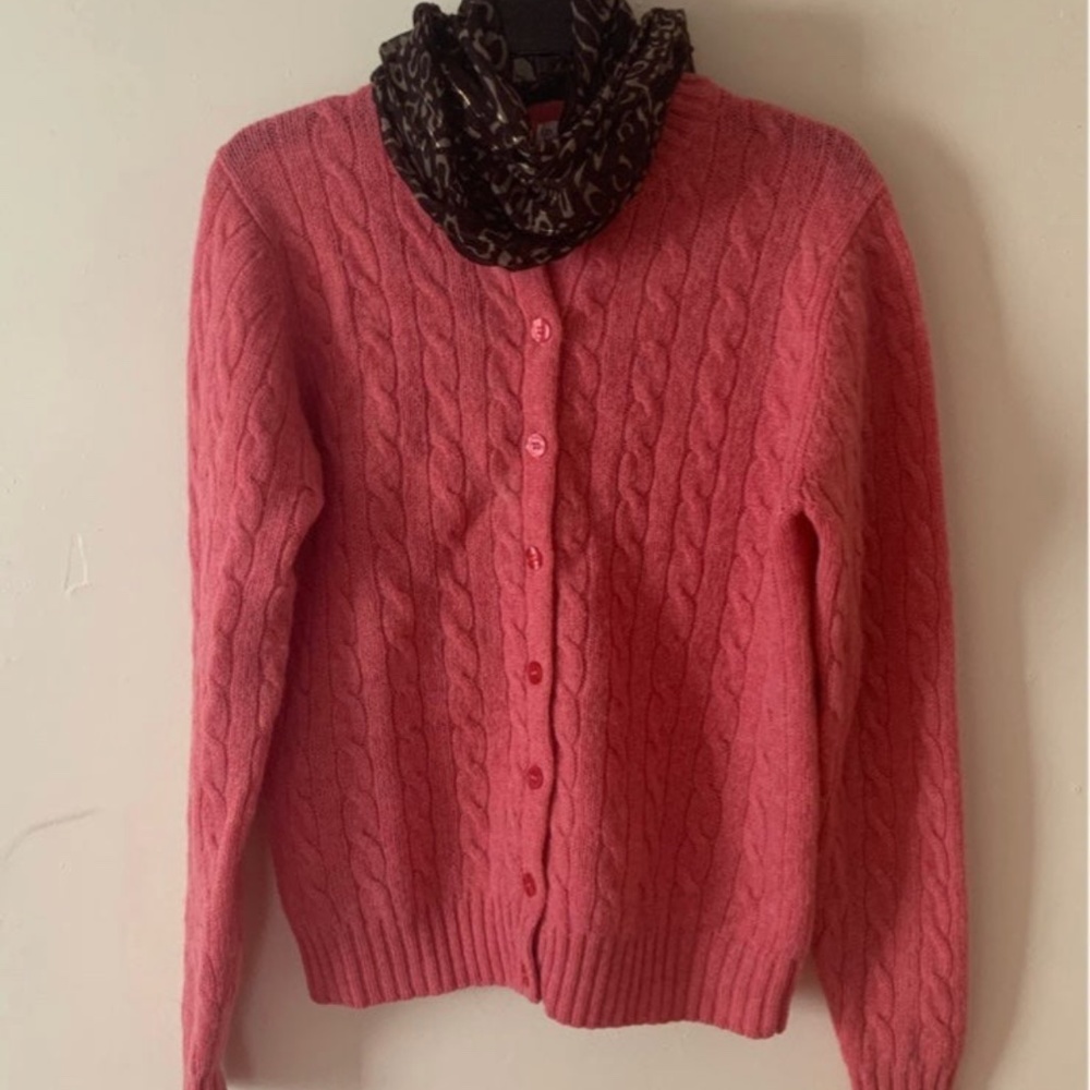 Pink Lady Clansman English Sports Shop Scottish Shetland Cardigan Sweater Size L